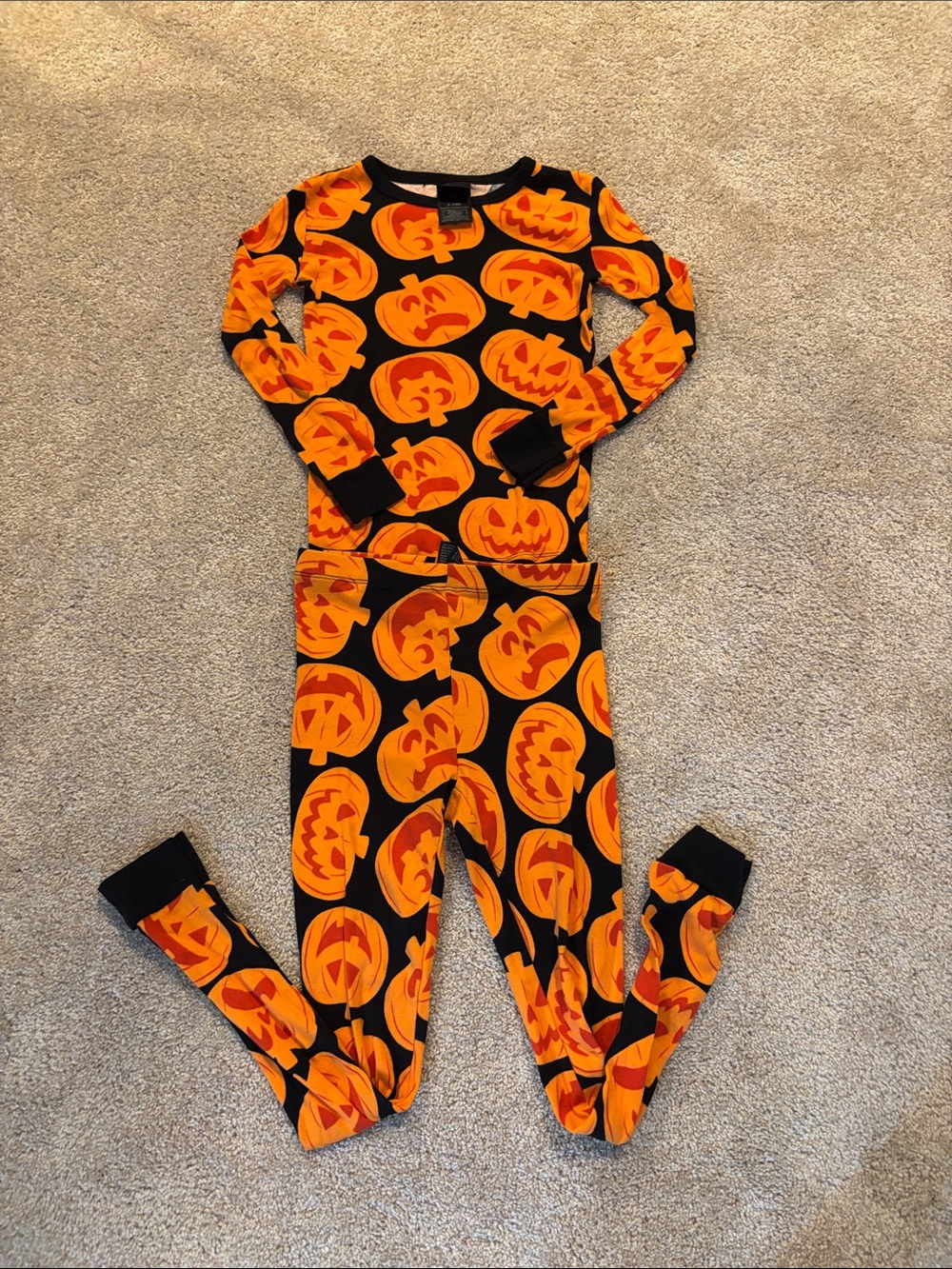 Kids Halloween Pumpkin Pajama Set - Black & Orange